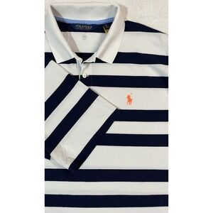 Polo Ralph Lauren Polo Golf Men's XL Performance Wicking Navy White Orange Pony
